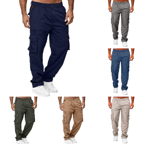 Jogginghose Herren Solide Casual Mehrere Taschen Outdoor Gerade Art Fitness Hosen Cargo Hosen Cargo Pants Trousers Hose Stretch Jeanshosen Jogger Chinohose Männer Freizeithose Jungen Slim Fit Gym von Generic