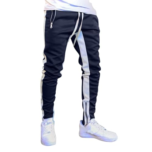 Jogginghose Herren Trainingshose mit Reissverschluss Abreißhose Freizeithose Lang Sport Männer Trainingshose Spring Sportswear von Generic