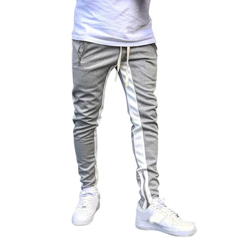 Jogginghose Herren Trainingshose mit Reissverschluss Abreißhose Freizeithose Lang Sport Männer Trainingshose Spring Sportswear von Generic