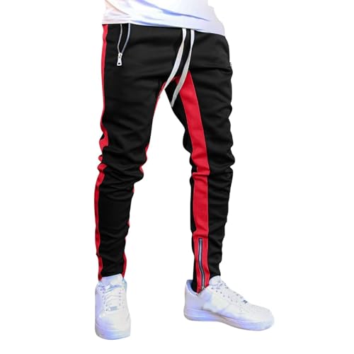 Jogginghose Herren Trainingshose mit Reissverschluss Abreißhose Freizeithose Lang Sport Männer Trainingshose Spring Sportswear von Generic