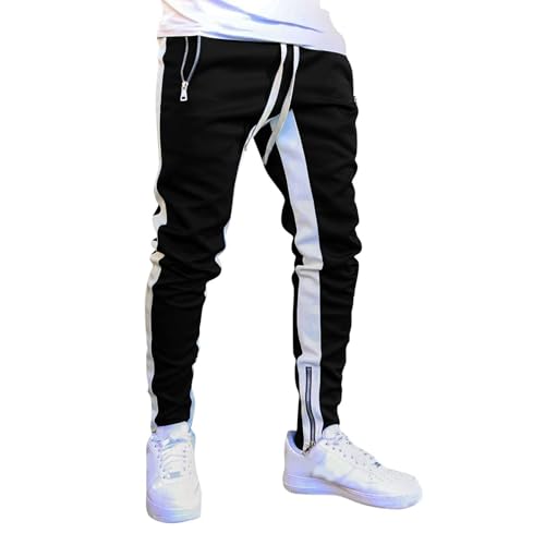 Jogginghose Herren Trainingshose mit Reissverschluss Abreißhose Freizeithose Lang Sport Männer Trainingshose Spring Sportswear von Generic