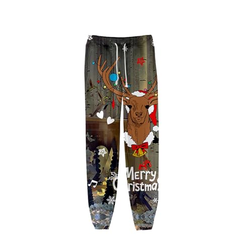 Jogginghose Herren - Weihnachtshose Herren Weihnachten Lang Sporthose Jogger Laufhose Sweatpants Männer Weihnachts Hose Sport Trainingshose mit Weihnachtsmotiv Freizeithose mit Taschen von Generic