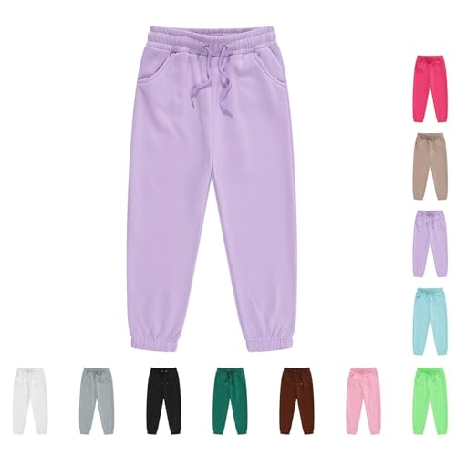 Jogginghose für Baby Mädchen Junge Einfarbige Hosen Kinder Gummibund Kordelzug Teenager Sporthose Baumwolle Jogging Soft Sommerhose (Black, 10-11 Years) von Generic