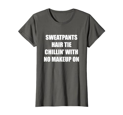 Jogginghose mit Haargummi Chillin' ohne Make-up T-Shirt, Damen, Anthrazit, XS Jogginghose mit Haargummi Chillin' ohne Make-up T-Shirt, Damen, Anthrazit, XS von Generic