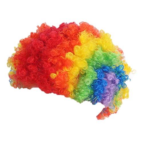 -Perücken – Retro- -Perücke, Gemütliche clowwn-Perücke | -Perücke, Kostümzubehör, Kurze Regenbogen-Perücke, Herren-Cosplay-Kostüm Mit -Mantel, Lockiges Kunsthaar Für Lustige Hallowe von Generic