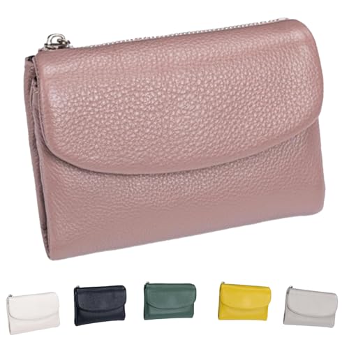 Joyfullygo Wallet，Unisex Pebble Leather Wallet，Soft Portable with Credit Card Holder Anti-Theft Brush，Large Capacity Waterproof Bi-Fold Leather Coin Purse (Pink) von Generic