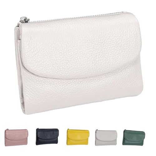 Joyfullygo Wallet，Unisex Pebble Leather Wallet，Soft Portable with Credit Card Holder Anti-Theft Brush，Large Capacity Waterproof Bi-Fold Leather Coin Purse (White) von Generic