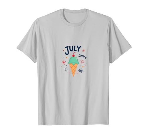 Juli Jingle Eiscreme Feier Sommer, Weihnachten im Juli T-Shirt, Herren, Silber, L von Generic