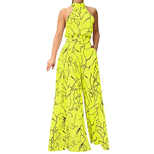 Jumpsuit Damen, Damen Jumpsuit Neckholder Schulterfrei Samt Overall Hosenanzug mit Tasche Loose Fit Rückenfrei Playsuit Einfarbig Elegant Cocktail Party Festlich Overalls Spielanzug von Generic