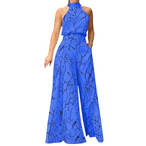 Jumpsuit Damen, Damen Jumpsuit Neckholder Schulterfrei Samt Overall Hosenanzug mit Tasche Loose Fit Rückenfrei Playsuit Einfarbig Elegant Cocktail Party Festlich Overalls Spielanzug von Generic