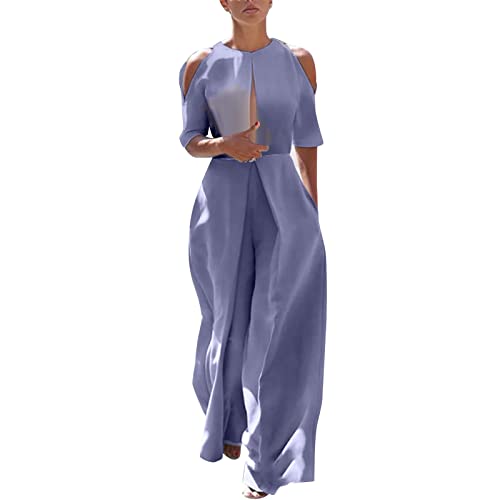 Jumpsuit Damen Elegant,Arbeitshose Baumwolle,Jumpsuit Festlich Ärmelloser,Günstige Arbeitshosen,Blaue Jumpsuits,Jumpsuit Lange Ärmel,Jumpsuit Hochzeitsgast Sommer von Generic