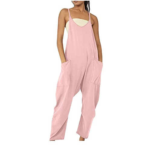 Jumpsuit Damen Locker Latzhose Sommer Lang Jumper Overall Hose Baggy Arbeitslatzhose Playsuit Elegant Festlich Arbeitshosen Oversize Sommerhose Bequeme Schlabberhose Leicht Freizeithose Stretch Hosen von Generic