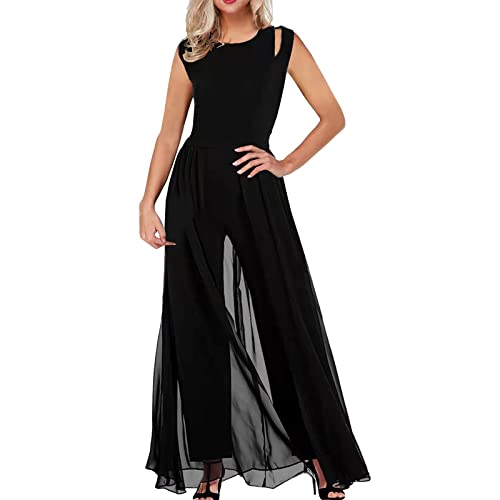 Jumpsuit Damen Sommer 3/4-Arm Overall Lang Weites Bein Elegant Overall Frauen Spitze Ärmel Hosenanzug Playsuit Romper Spielanzug von Generic