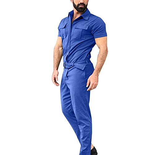 Jumpsuit Herren Lange Einteiliger Anzug Slim Fit Cargohose Gürtelloch Freizeithose mit Taschen Arbeitshosen Atmungsaktiv Weich Bequem Sweatsuits Geeignet für Alltagskleidung Herren M-3XL von Generic