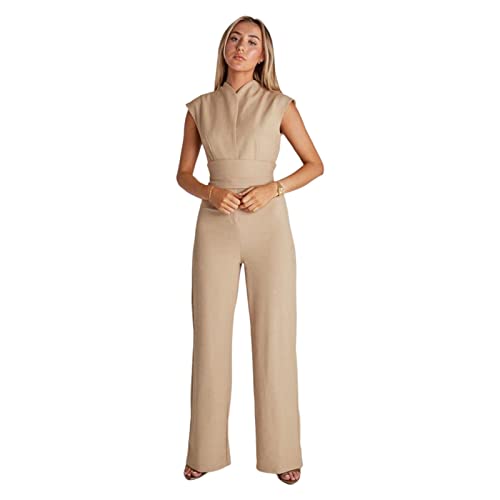 Jumpsuit Hose Damen – Damen Overall mit weitem Bein – schlankmachende, ärmellose Jumpsuits für Frauen leichter und atmungsaktiver langer Jumpsuit von Generic