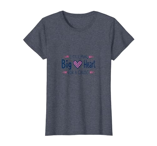 Jungen Brustkrebs-Bewusstsein Little Man Big Heart Cause T-Shirt, Damen, Blau Meliert, XS Jungen Brustkrebs-Bewusstsein Little Man Big Heart Cause T-Shirt, Damen, Blau Meliert, XS von Generic