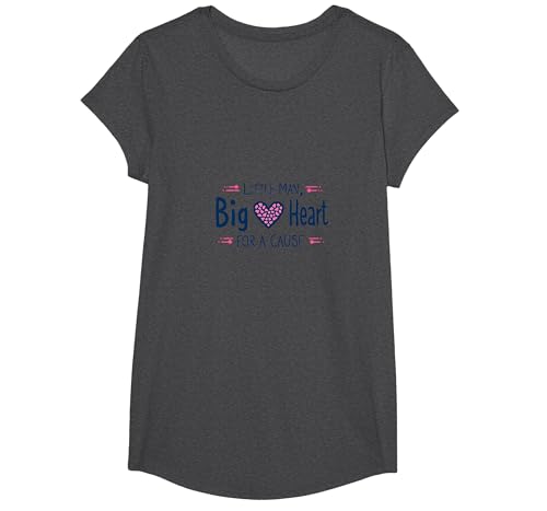 Jungen Brustkrebs-Bewusstsein Little Man Big Heart Cause T-Shirt, Girls, Anthrazit Meliert, XS Jungen Brustkrebs-Bewusstsein Little Man Big Heart Cause T-Shirt, Girls, Anthrazit Meliert, XS von Generic