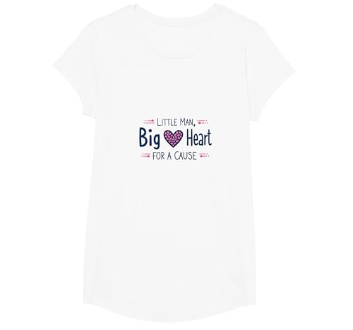 Jungen Brustkrebs-Bewusstsein Little Man Big Heart Cause T-Shirt, Girls, Weiß, XS Jungen Brustkrebs-Bewusstsein Little Man Big Heart Cause T-Shirt, Girls, Weiß, XS von Generic