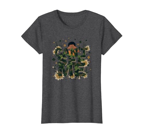 Jungen Camo Cant See Me Playful Hide and Seek Adventure T-Shirt, Damen, Anthrazit Meliert, XS von Generic
