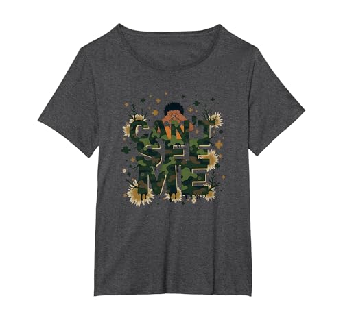 Jungen Camo Cant See Me Playful Hide and Seek Adventure T-Shirt, Damen Große Größen, Anthrazit Meliert, 5X von Generic