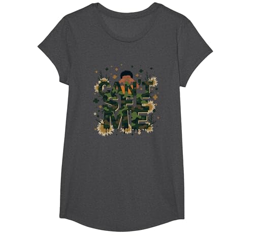 Jungen Camo Cant See Me Playful Hide and Seek Adventure T-Shirt, Girls, Anthrazit Meliert, XS von Generic