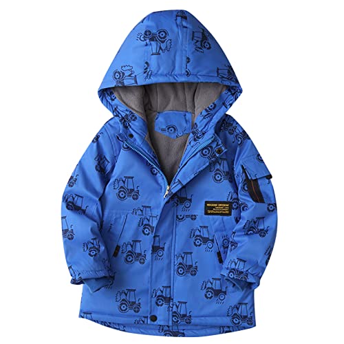 Jungen Fleece Gefüttert Jacke Kinder Winter Warme Mantel mit Kapuze Winddicht Dick Warm Kleidung für Jungen (Blue, 3-4 Years) von Generic