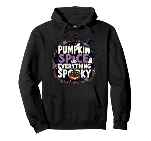 Jungen Halloween Kürbis Gewürz und Alles Gruselige Pullover Hoodie, Unisex für Erwachsene, Schwarz, L von Generic