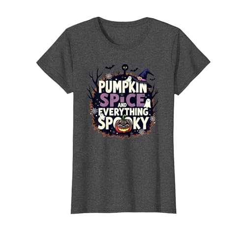 Jungen Halloween Kürbis Gewürz und Alles Gruselige T-Shirt, Damen, Anthrazit Meliert, XS Jungen Halloween Kürbis Gewürz und Alles Gruselige T-Shirt, Damen, Anthrazit Meliert, XS von Generic
