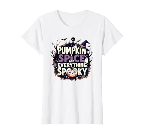 Jungen Halloween Kürbis Gewürz und Alles Gruselige T-Shirt, Damen, Weiß, XS Jungen Halloween Kürbis Gewürz und Alles Gruselige T-Shirt, Damen, Weiß, XS von Generic