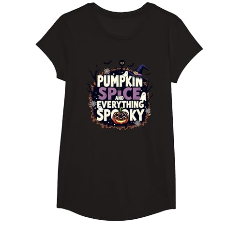 Jungen Halloween Kürbis Gewürz und Alles Gruselige T-Shirt, Girls, Schwarz, XS Jungen Halloween Kürbis Gewürz und Alles Gruselige T-Shirt, Girls, Schwarz, XS von Generic
