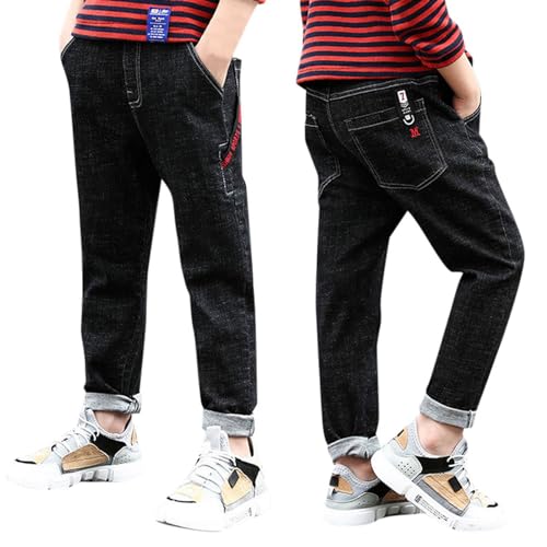 Jungen Jeans mit Normaler Gerader Passform Lässige Denim Hose Stretch Denim Hose Junge Hosen 110-160 von Generic