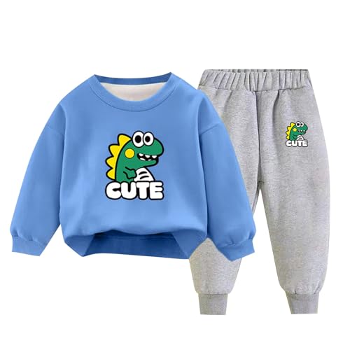 Jungen Kinder Dinosaurier Winter Frühling Fleecepullover Fleecehose Cute Baumwolle Fleece Warme Thermo Sets ab 1-7 Jahre Geschenk Boys Winterjacke Jacke Jungen Winter Thermounterwäsche Kinder von Generic