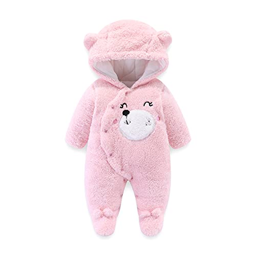 Jungen Kleinkind Knöpfe Fuzzy Strampler Säuglingsoverall Baby Kapuzenmantel Mantel und Jacke Coole Sweatshirts (Pink, 0-3 Months) von Generic