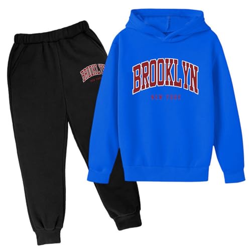Jungen MäDchen Trainingsanzug Sportanzug Freizeitanzug Kapuzenpullover Jogginganzug HüBscher Bedruckter Sweatshirt Anzug Jogging Set Freizeitanzug Jacke Mit Kapuze + Sporthose Y2K Mode Sports Anzug von Generic