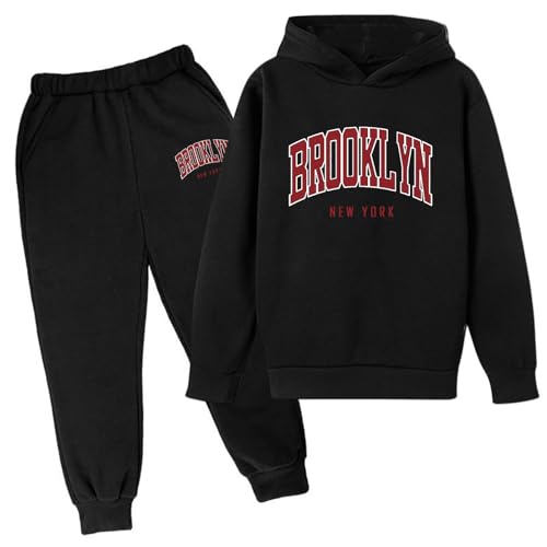 Jungen MäDchen Trainingsanzug Sportanzug Freizeitanzug Kapuzenpullover Jogginganzug HüBscher Bedruckter Sweatshirt Anzug Jogging Set Freizeitanzug Jacke Mit Kapuze + Sporthose Y2K Mode Sports Anzug von Generic