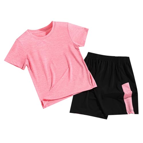 Jungen Mädchen Sportanzug Kurzarm T-Shirt Tops mit Shorts Sommer schnell trocknende Kleidung Set Jogging Fußball Trainingsanzug Schlafanzug Winter Mädchen von Generic