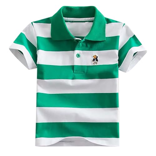 Jungen Poloshirt mit Streifen Sommer T-Shirt für Kinder Kleinkind Kühle Kurzarm-Poloshirt für Jungen Active-Poloshirts mit Knopfleiste Lässig Basic Polo Shirt Moden Atmungsaktiv Tops 3-14 Jahre von Generic
