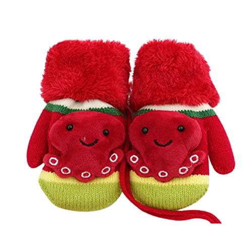 Jungen Säuglingshandschuhe für Fäustlinge warm Kintted für Baby Schnee Schnee Handschuhe Ski Winter Handschuhe Handschuhe Fäustlinge Kinder Skihandschuhe 2 Jahre (Red, L) von Generic