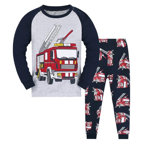 Jungen Schlafanzug Langarm Autumn Winter Kinder Nachtwäsche Rakete Hakenmaschine Feuerwehrauto Schlafanzug Jungen Schlafanzug Dinosaurier Langarm Zweiteilig Pyjama Kinder Schlafanzüge Set Pyjama von Generic