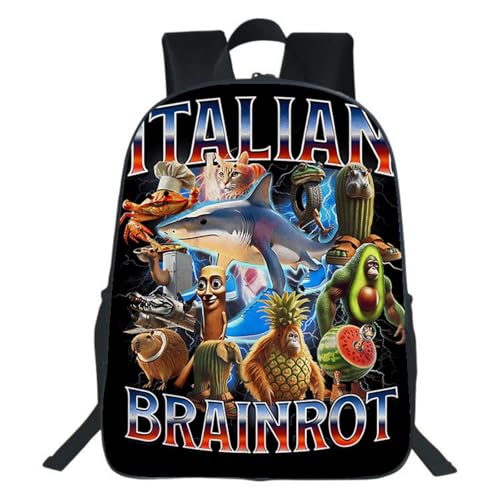 Jungen Schulranzen Italienisch Brainrot Bedruckt Kinder Umhängetasche AI Haie Student Schulranzen Tung Tung Tung Sahur,Style 7 Jungen Schulranzen Italienisch Brainrot Bedruckt Kinder Umhängetasche AI Haie Student Schulranzen Tung Tung Tung Sahur,Style 7 von Generic
