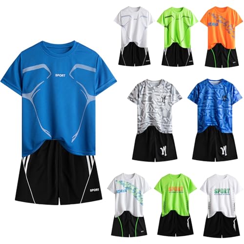 Jungen Sportbekleidung Set - Sommer Kinderkleidung mit Atmungsaktivem T-Shirt & Shorts für Jungen 3-14 Jahre von Generic