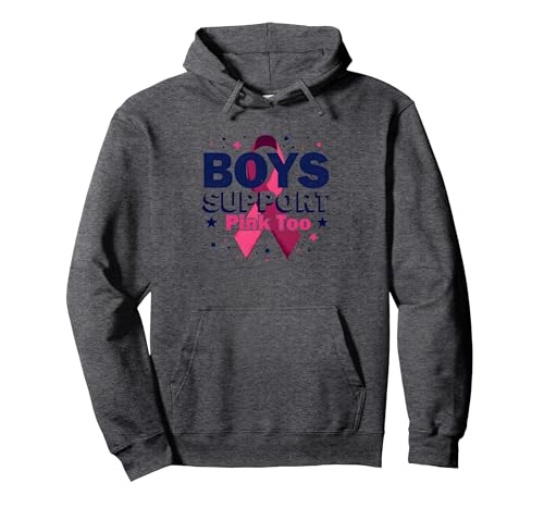 Jungen unterstützen Pink Too Breast Cancer Awareness Allies Pullover Hoodie, Unisex für Erwachsene, Anthrazit Meliert, M von Generic