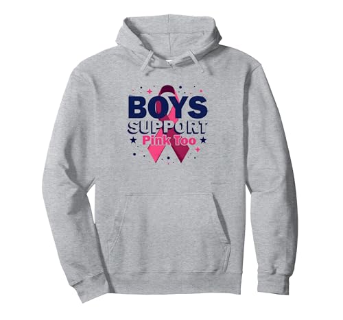 Jungen unterstützen Pink Too Breast Cancer Awareness Allies Pullover Hoodie, Unisex für Erwachsene, Grau Meliert, S von Generic