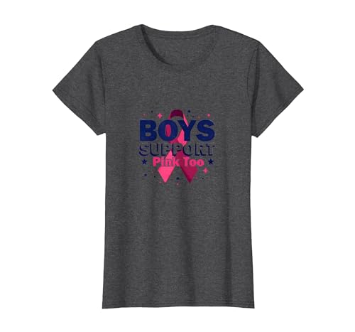 Jungen unterstützen Pink Too Breast Cancer Awareness Allies T-Shirt, Damen, Anthrazit Meliert, XS Jungen unterstützen Pink Too Breast Cancer Awareness Allies T-Shirt, Damen, Anthrazit Meliert, XS von Generic