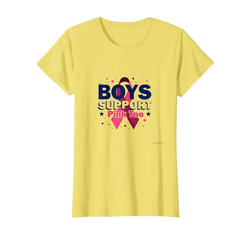 Jungen unterstützen Pink Too Breast Cancer Awareness Allies T-Shirt, Damen, Gelb, XS Jungen unterstützen Pink Too Breast Cancer Awareness Allies T-Shirt, Damen, Gelb, XS von Generic