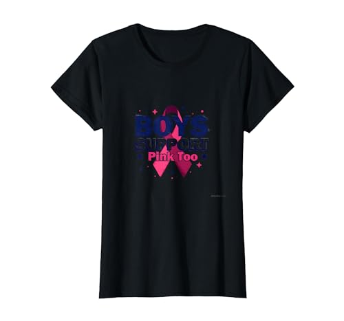 Jungen unterstützen Pink Too Breast Cancer Awareness Allies T-Shirt, Damen, Schwarz, S von Generic