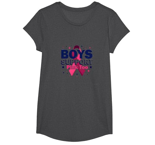 Jungen unterstützen Pink Too Breast Cancer Awareness Allies T-Shirt, Girls, Anthrazit Meliert, XS Jungen unterstützen Pink Too Breast Cancer Awareness Allies T-Shirt, Girls, Anthrazit Meliert, XS von Generic
