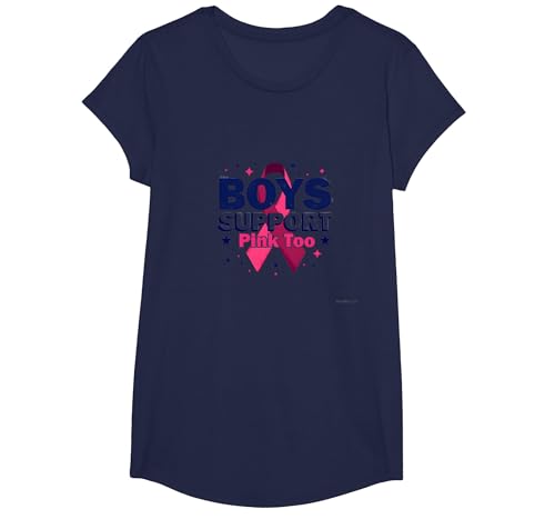 Jungen unterstützen Pink Too Breast Cancer Awareness Allies T-Shirt, Girls, Marineblau, XS Jungen unterstützen Pink Too Breast Cancer Awareness Allies T-Shirt, Girls, Marineblau, XS von Generic