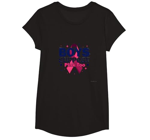 Jungen unterstützen Pink Too Breast Cancer Awareness Allies T-Shirt, Girls, Schwarz, XS Jungen unterstützen Pink Too Breast Cancer Awareness Allies T-Shirt, Girls, Schwarz, XS von Generic