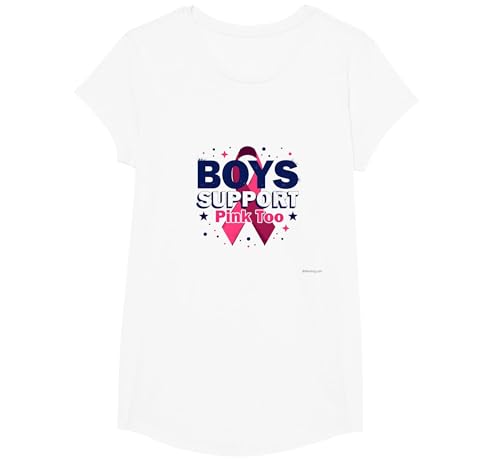 Jungen unterstützen Pink Too Breast Cancer Awareness Allies T-Shirt, Girls, Weiß, XS Jungen unterstützen Pink Too Breast Cancer Awareness Allies T-Shirt, Girls, Weiß, XS von Generic